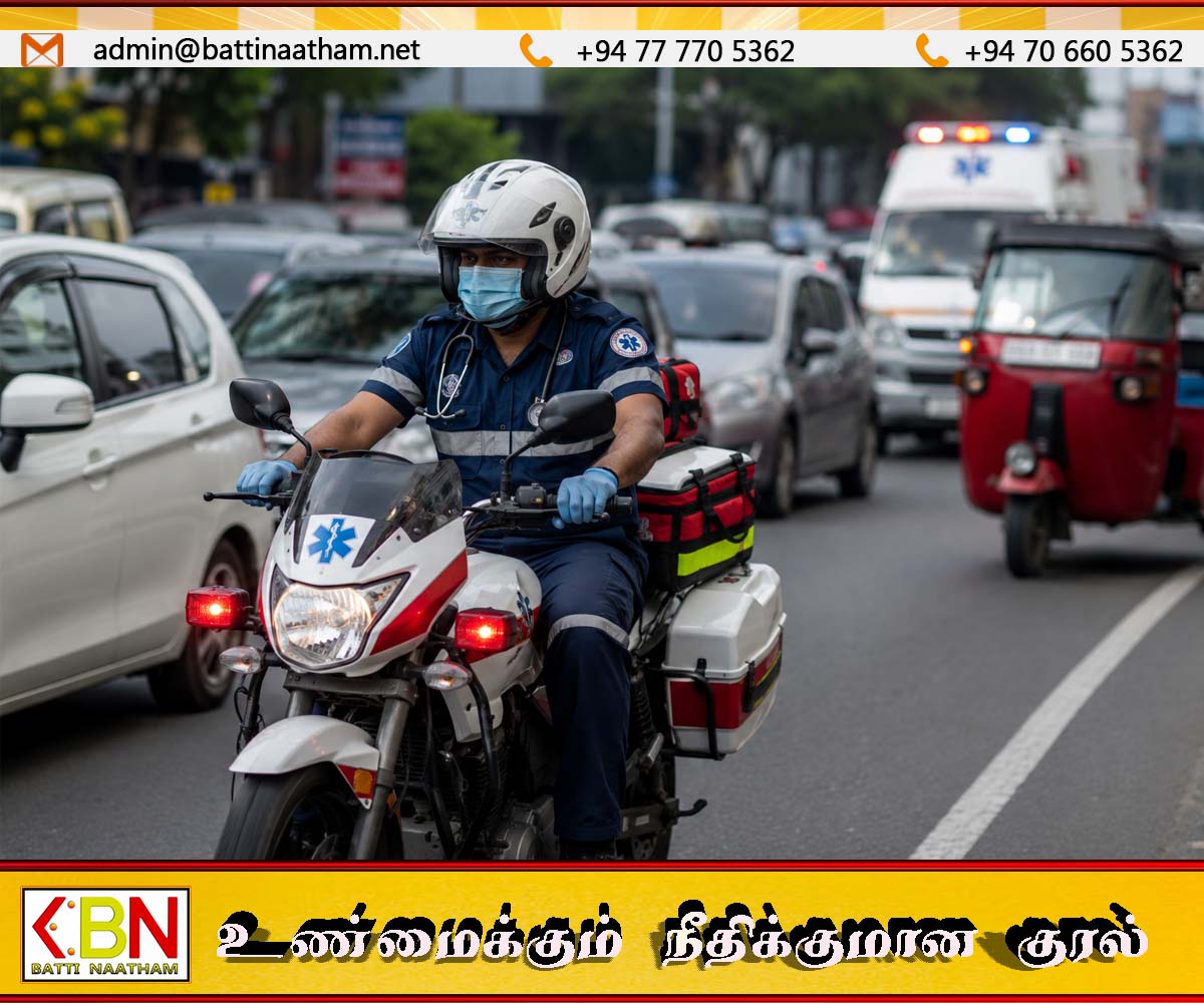 போக்குவரத்து நெரிசலான பகுதிகளில் வேகமான முதல் உதவி வழங்க மோட்டார்சைக்கிள் அவசரச் சேவை