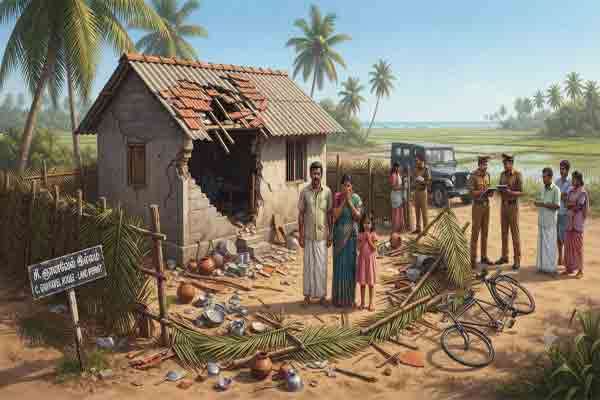வடமராட்சியில் ஏழைத் தொழிலாளியின் வீட்டை நொறுக்கி அராஜகம்