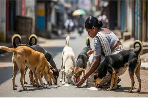 தெருநாய்களுக்கு உணவளித்த பெண் மீது தாக்குதல்