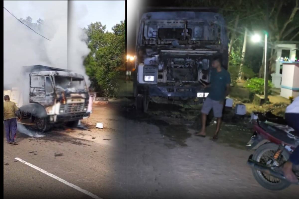கிතුල்வாත்தே பகுதியில் கனரக வாகனம் சுடர்விழுந்து எரிந்தது