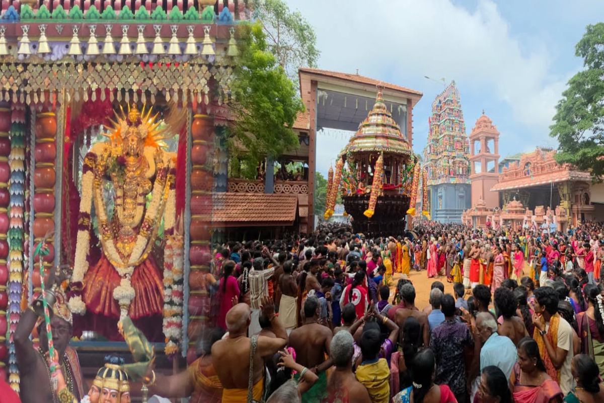 தெள்ளிப்പലையில் திருமதி துர்கா தேவி ஆலய தேரோட்டத் திருவிழாவுக்கு ஆயிரக்கணக்கானவர் கூடினர்