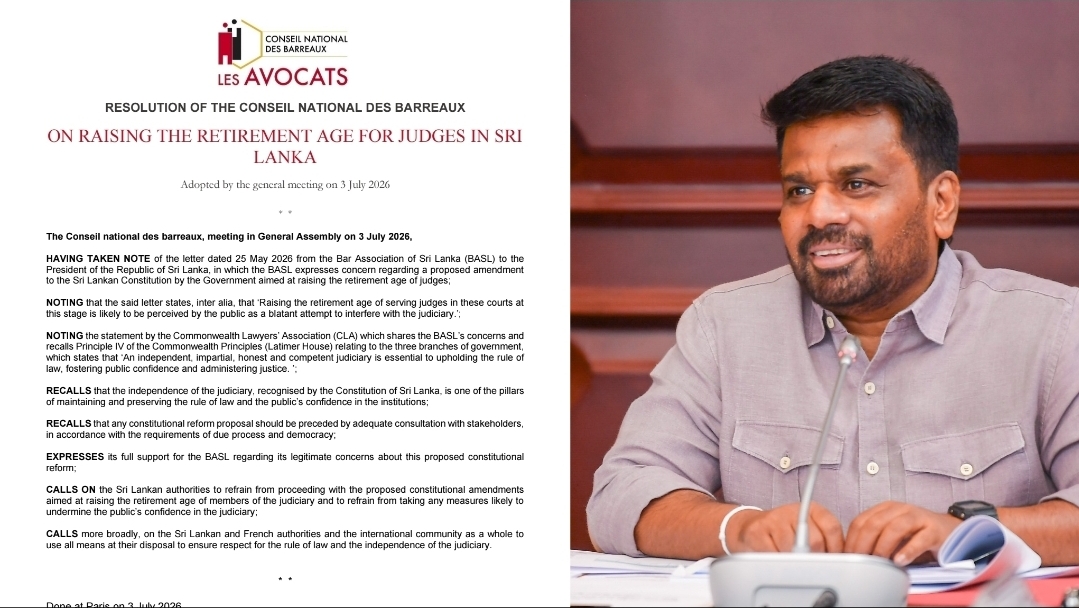 French Legal Body Urges Sri Lanka to Reconsider Judges' Retirement Age Proposal