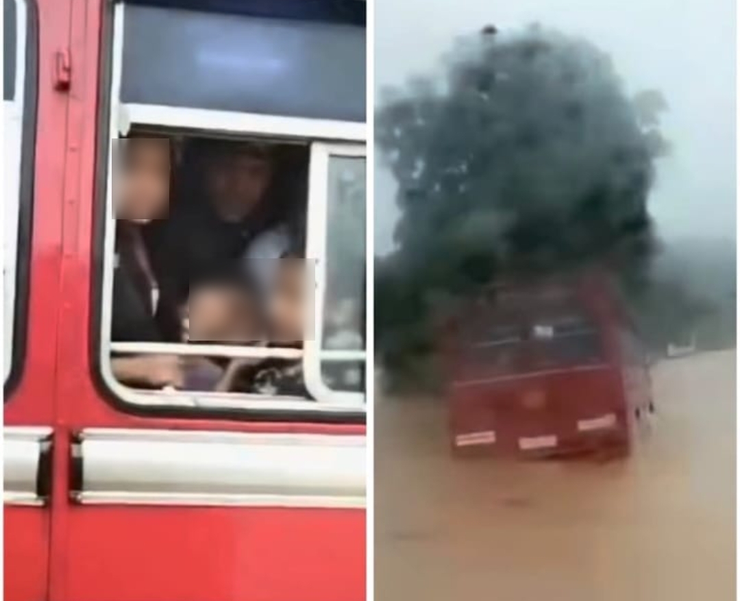 Local youths rescue SLTB bus passengers from rising floodwaters in Nawalapitiya