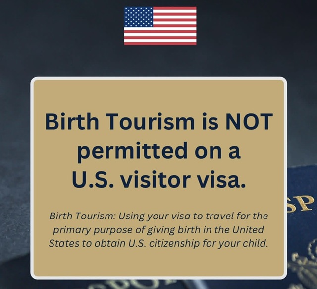 U.S. Embassy in Colombo alerts visa applicants that birth tourism purposes will result in denial