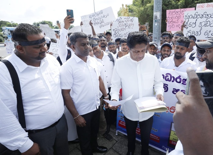 Sajith Raises Concerns Over Israel Job Recruitment Process at Protest