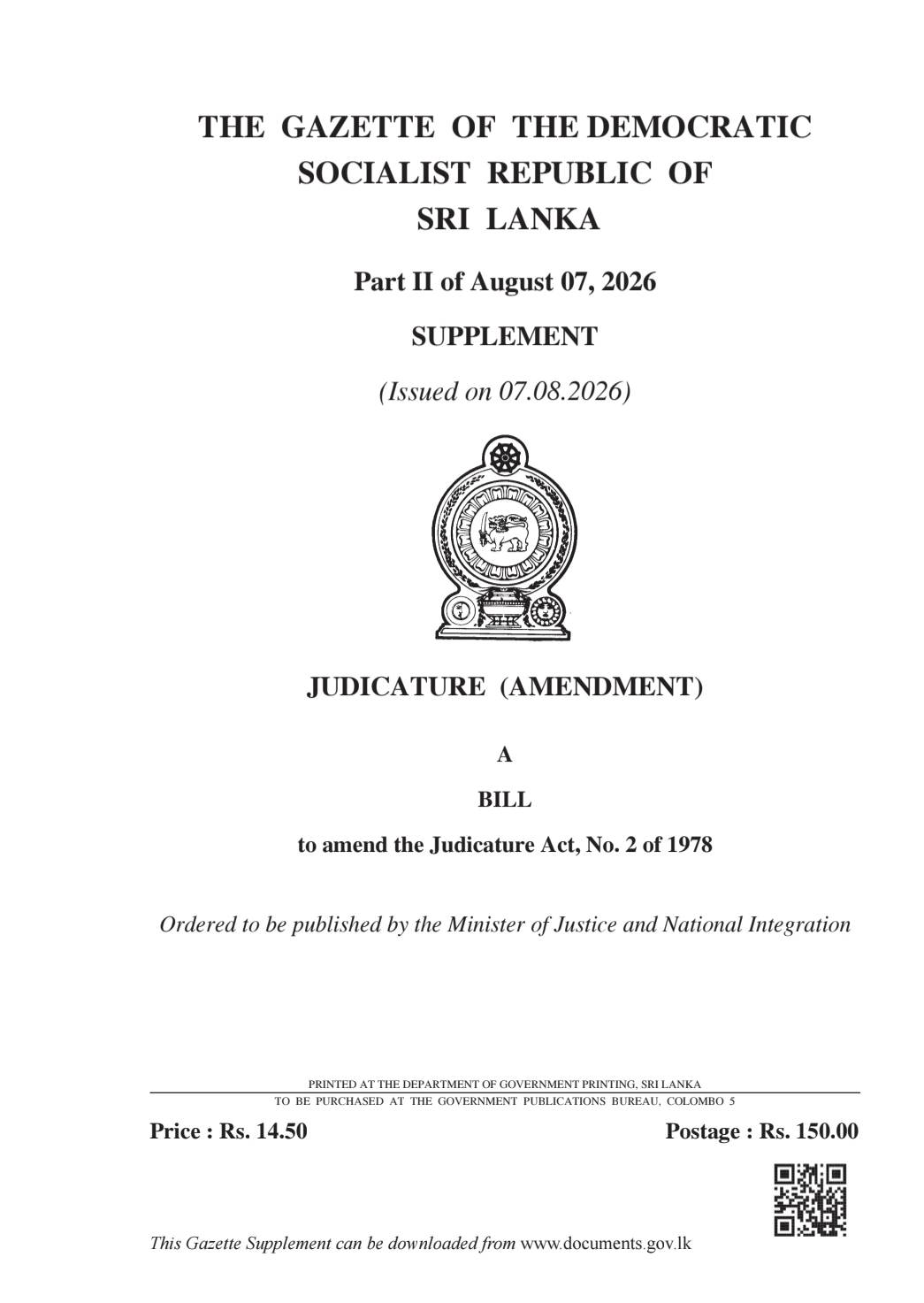 Government Gazettes Judiciary Amendment Bill to Expand High Court and Extend Judges' Retirement Age