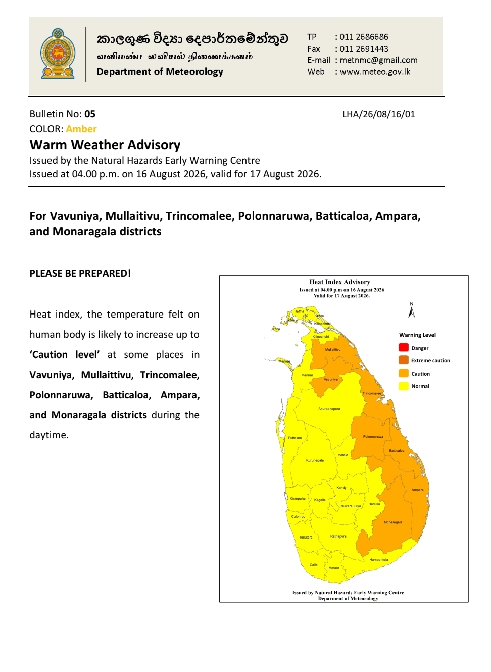 Heat alert issued for 7 districts