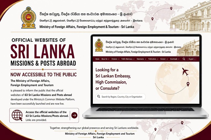 Sri Lanka Launches Digital Platforms for 63 Diplomatic Missions Worldwide